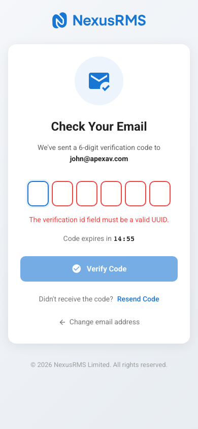 Email verification success on mobile