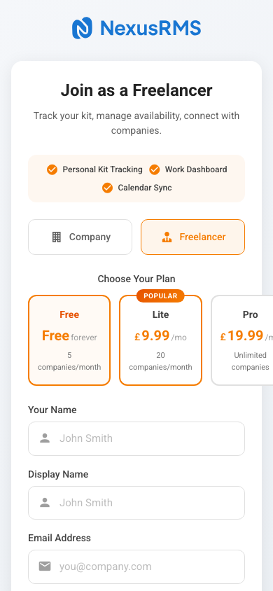 Freelancer Node profile on mobile