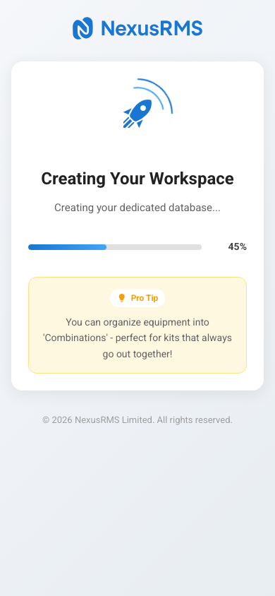Account provisioning progress on mobile