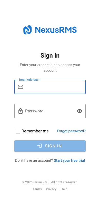 Welcome dashboard on mobile