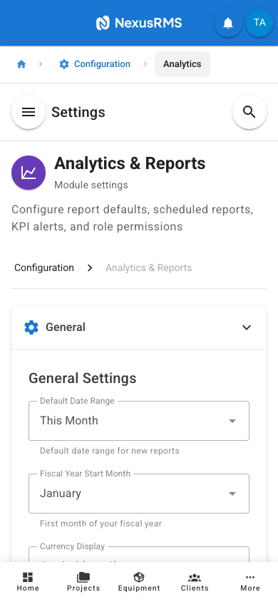 Analytics General tab on mobile