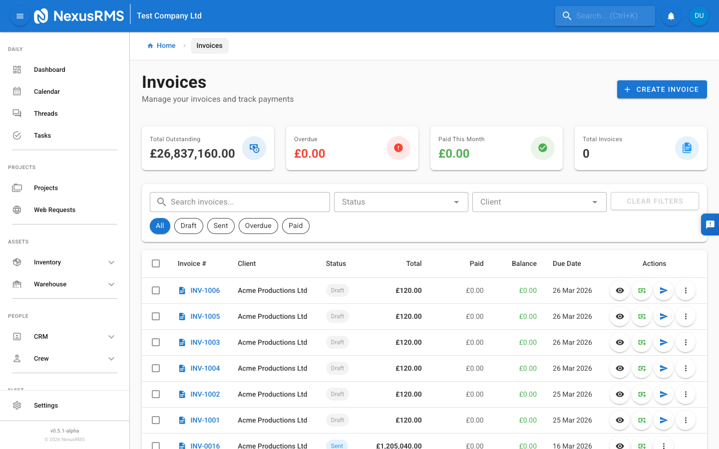 Financial & Invoicing Screenshot